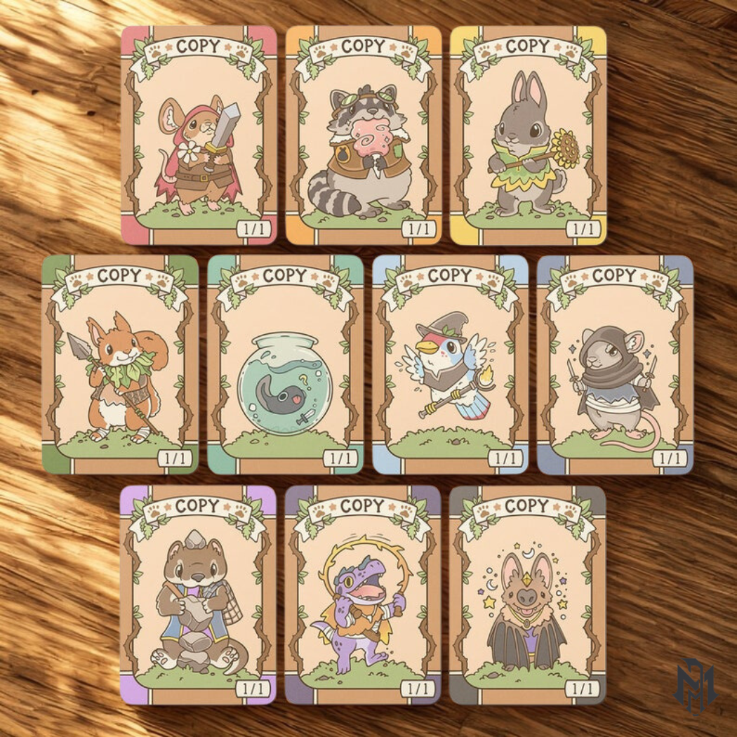 Set of 10 Bloomburrow 1/1 Copy Tokens // Illustrated Cards for Magic the Gathering