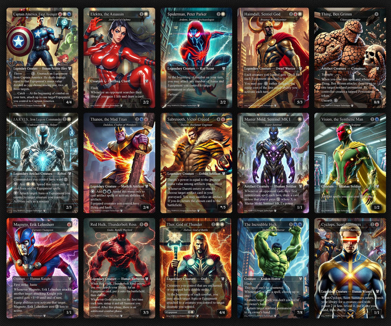 Captain America EDH Deck, 113 Cards, 13 Sideboard, Includes all major characters, Captain America Equipment Deck, Custom Proxies