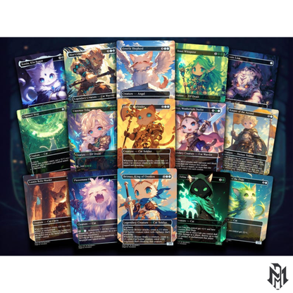 Arahbo Cat Tribal EDH Proxy Deck | Anime Custom Art, Foil Options, Budget MTG Commander Deck + 9 Chibi Tokens