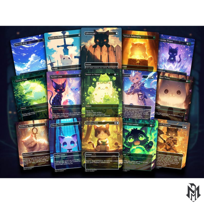 Arahbo Cat Tribal EDH Proxy Deck | Anime Custom Art, Foil Options, Budget MTG Commander Deck + 9 Chibi Tokens