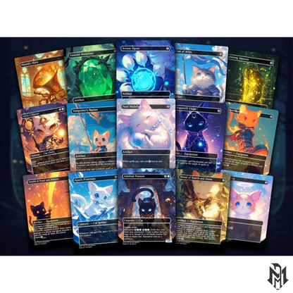 Arahbo Cat Tribal EDH Proxy Deck | Anime Custom Art, Foil Options, Budget MTG Commander Deck + 9 Chibi Tokens