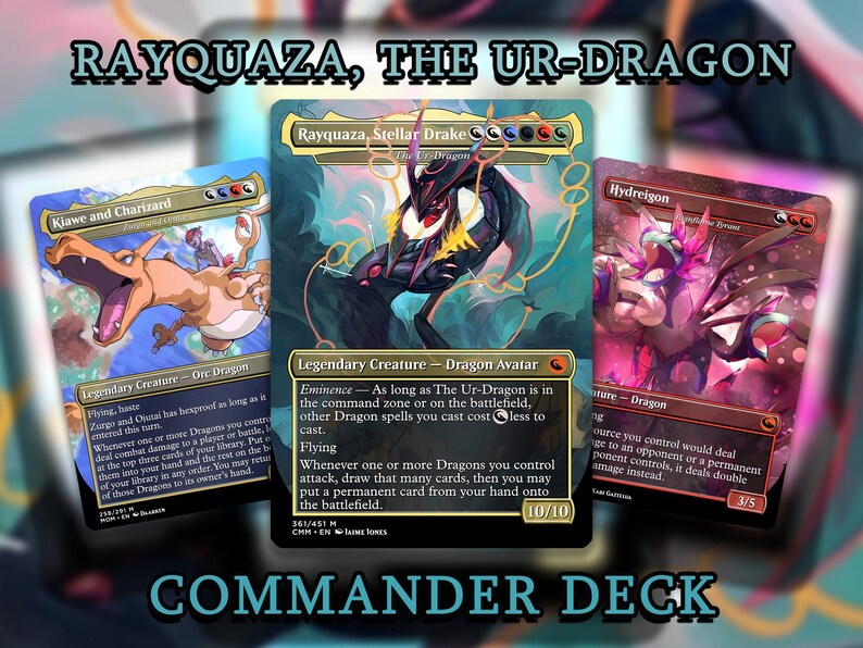 The Ur-Dragon EDH Proxy Deck - Pokémon Art, Tarkir Dragonstorm, Dragon Tribal Commander